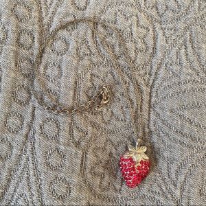 Red Rhinestone Strawberry Necklace